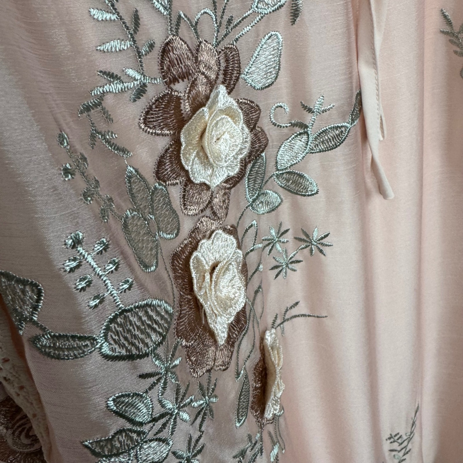Nwt Soolinen Floral Embroidery 3d Rose Applique Dress Women Pink Midi Boho Fairy — image 6 of 8